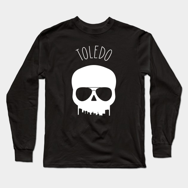 Skyline Skull - Toledo Long Sleeve T-Shirt by SchaubDesign